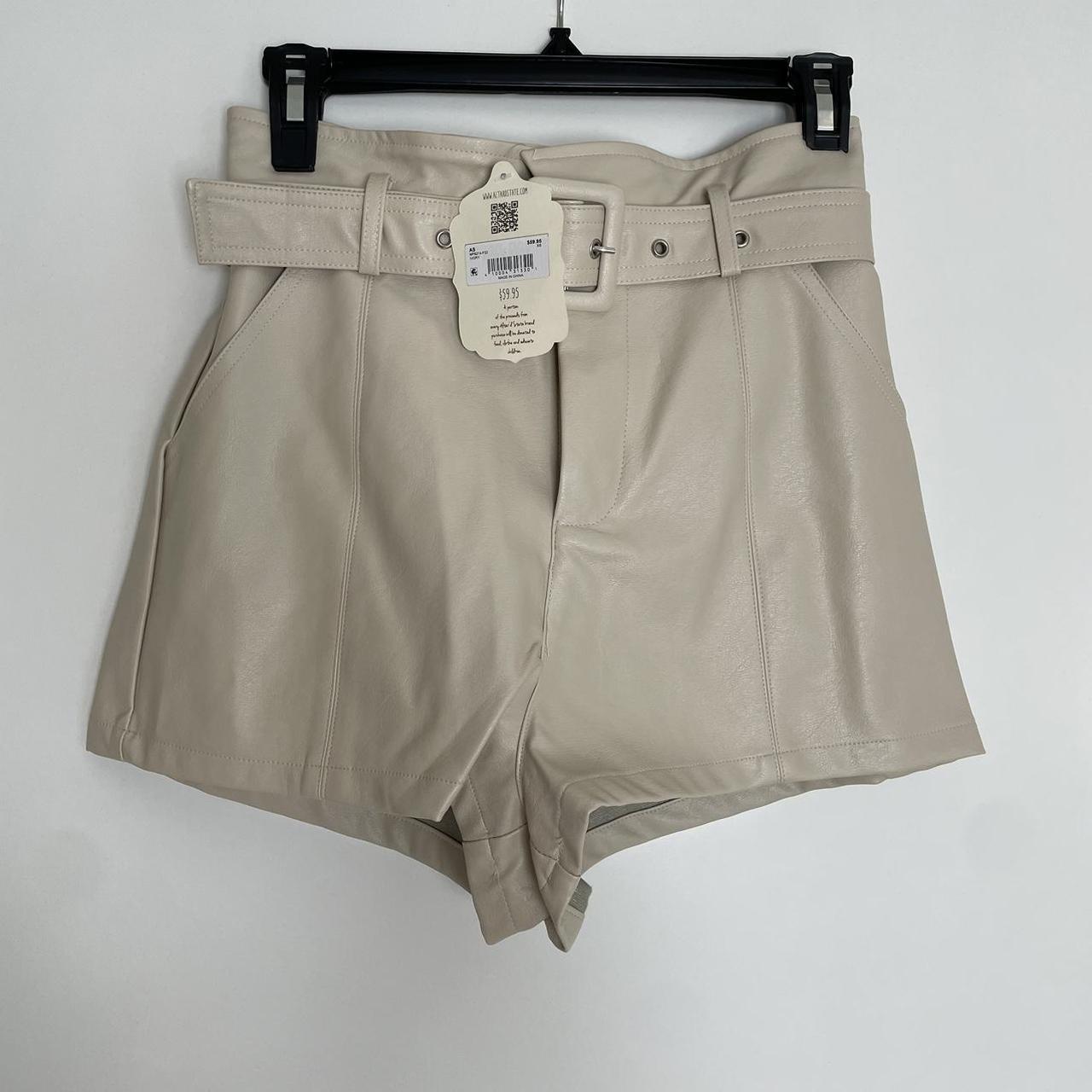 Beige Faux Leather Shorts Zara Leather-like Ivory Colored Super