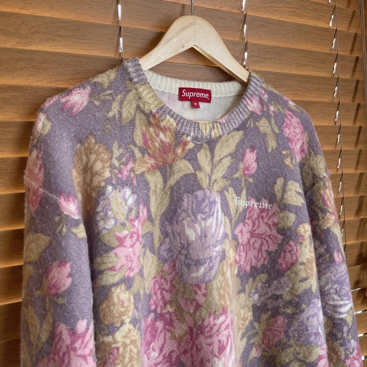 Floral print Supreme Sweater 25.75” top of neck to... - Depop