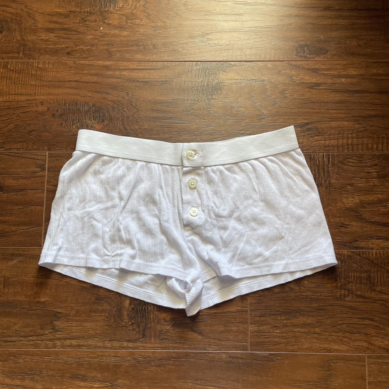 brandy melville boy shorts white with small... - Depop