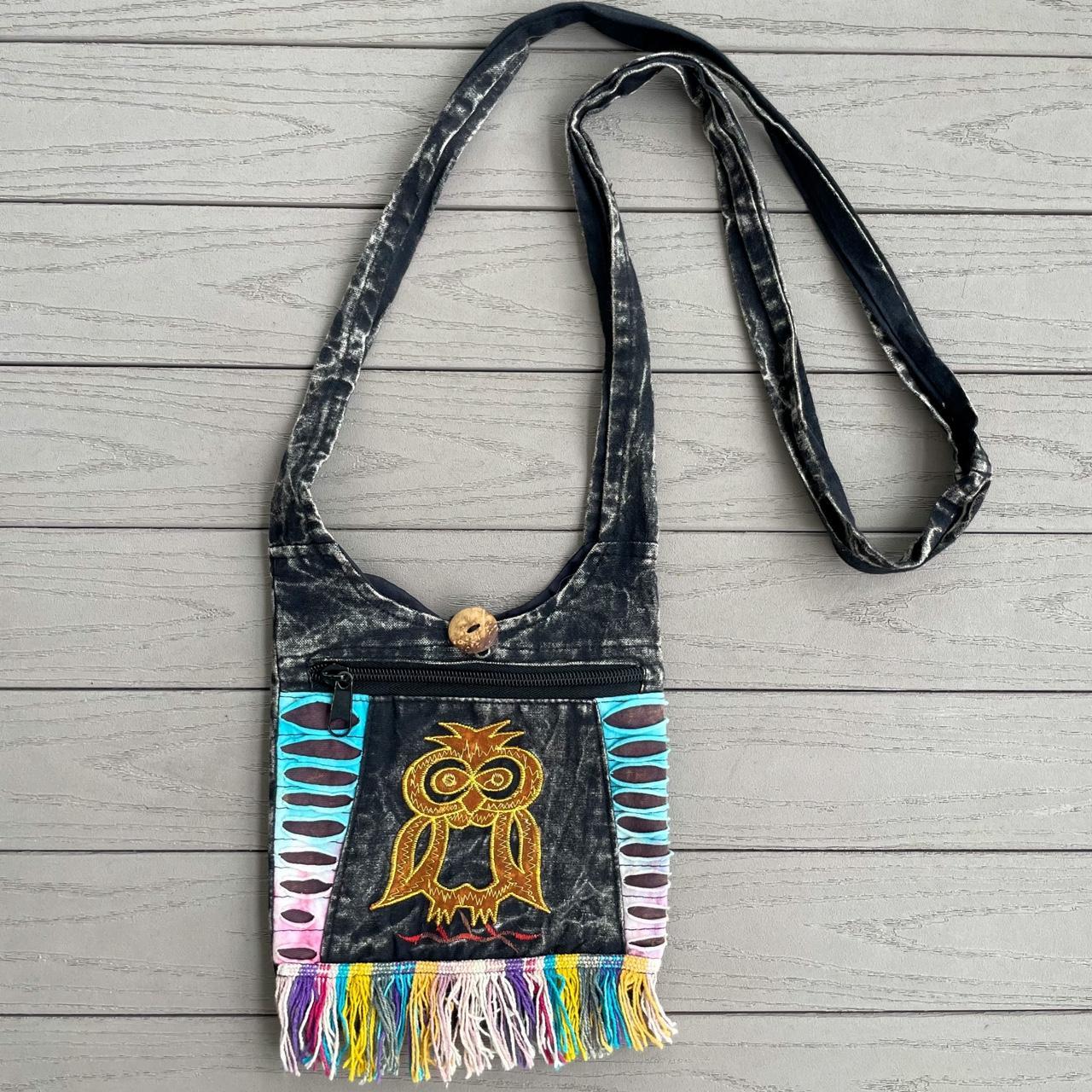 Boho multicolor real leather fringe bag with long - Depop