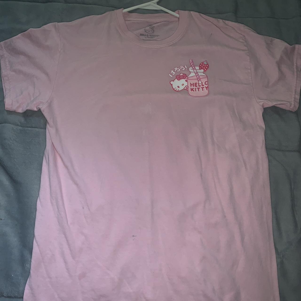 Hello Kitty Women's Pink and White T-shirt | Depop