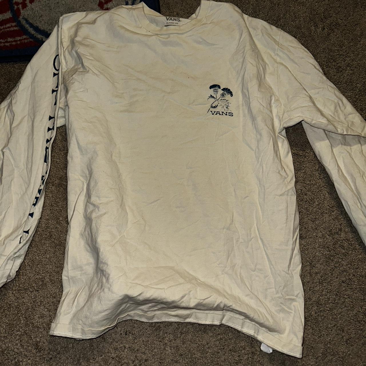 Vans Cream Long Sleeve Shirt Size Large - Depop