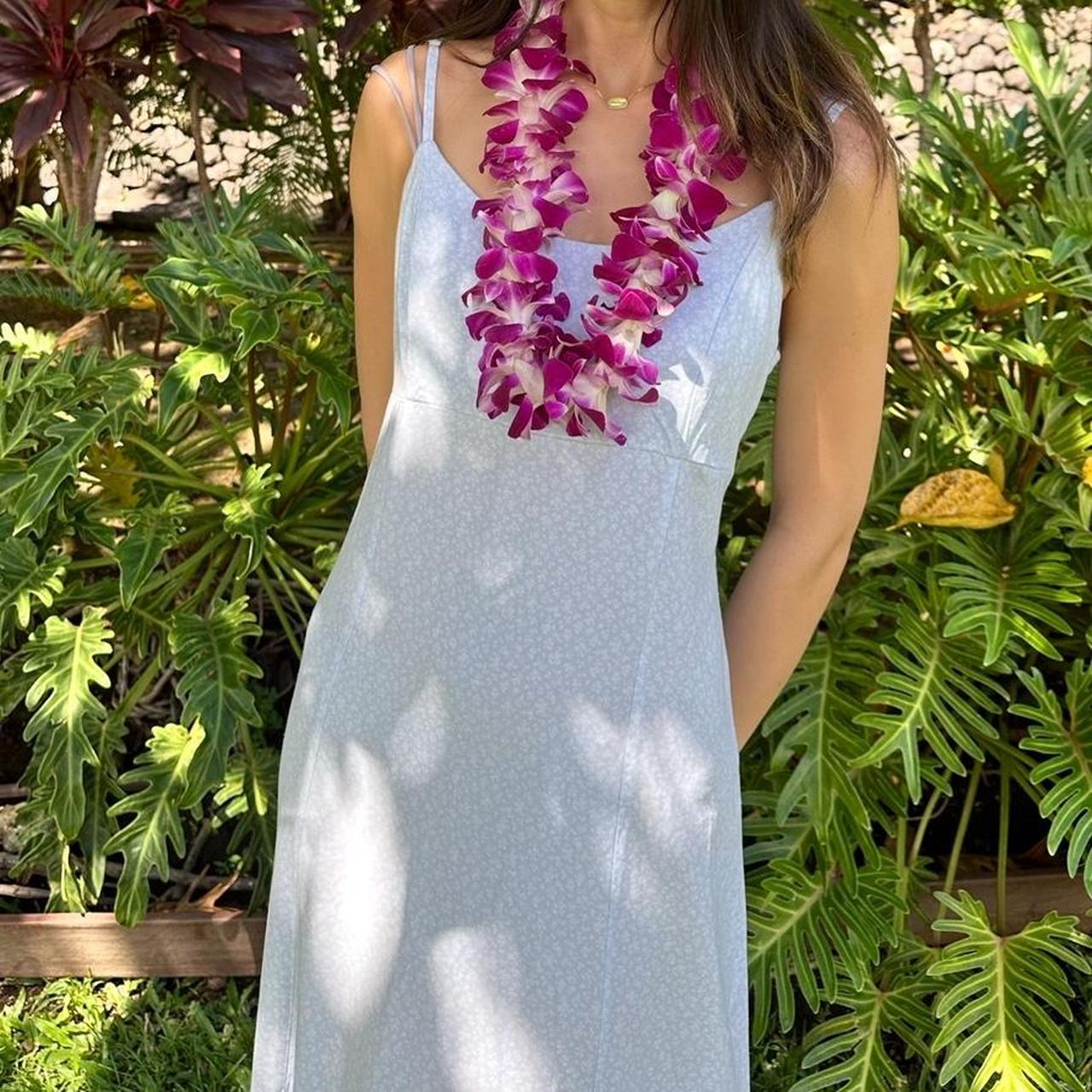 Brandy Melville Women's Maxi Dress Blue/White One size