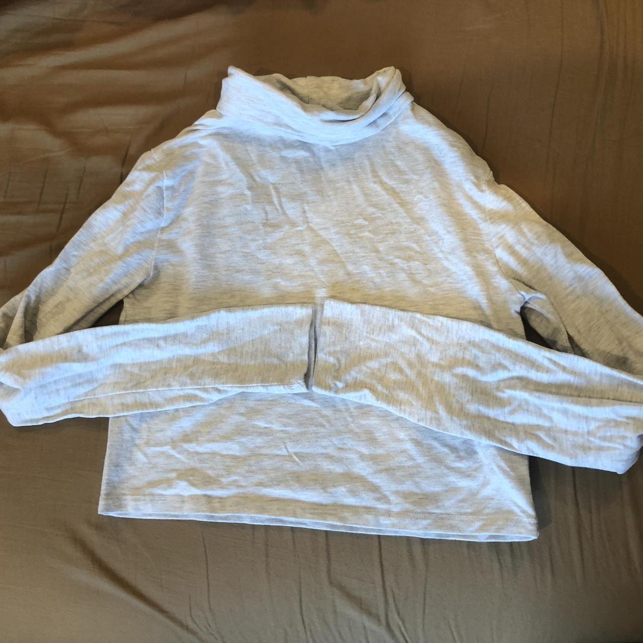 Long Sleeve Off White Turtle Neck Crop Top Size... - Depop