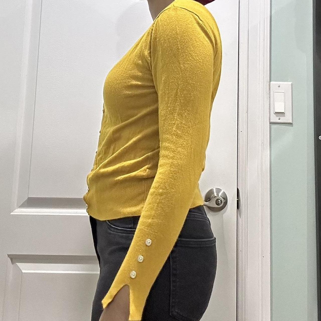 small mustard yellow Primark button down cardigan Depop