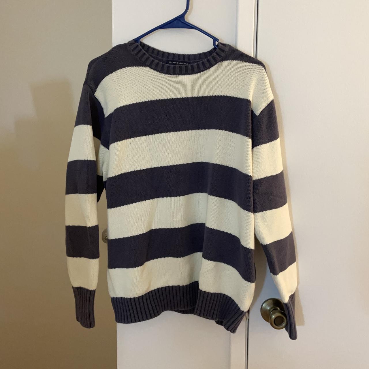 brandy melville brianna cotton thick stripe sweater,... - Depop