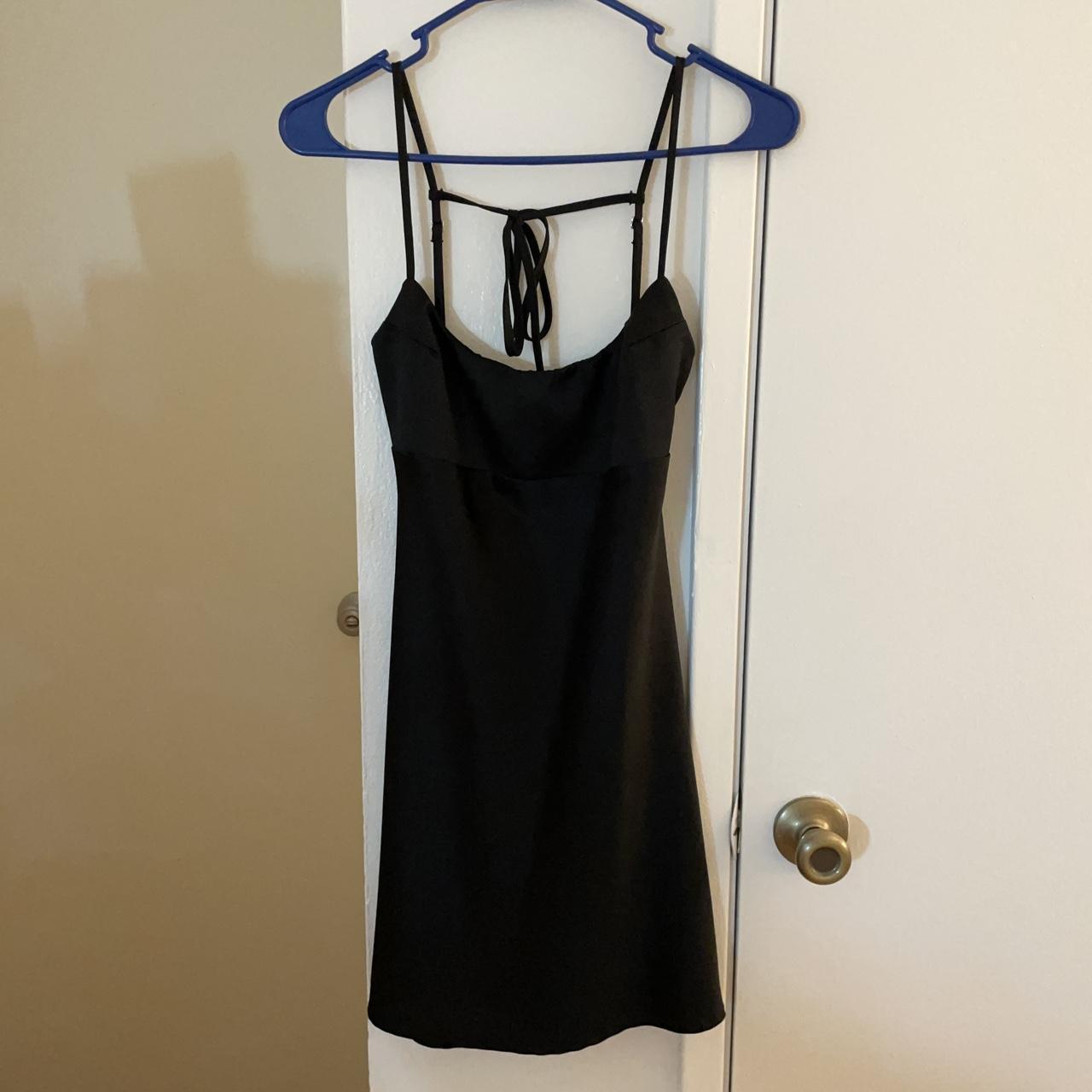 brandy melville black satin mini dress (bought in... - Depop