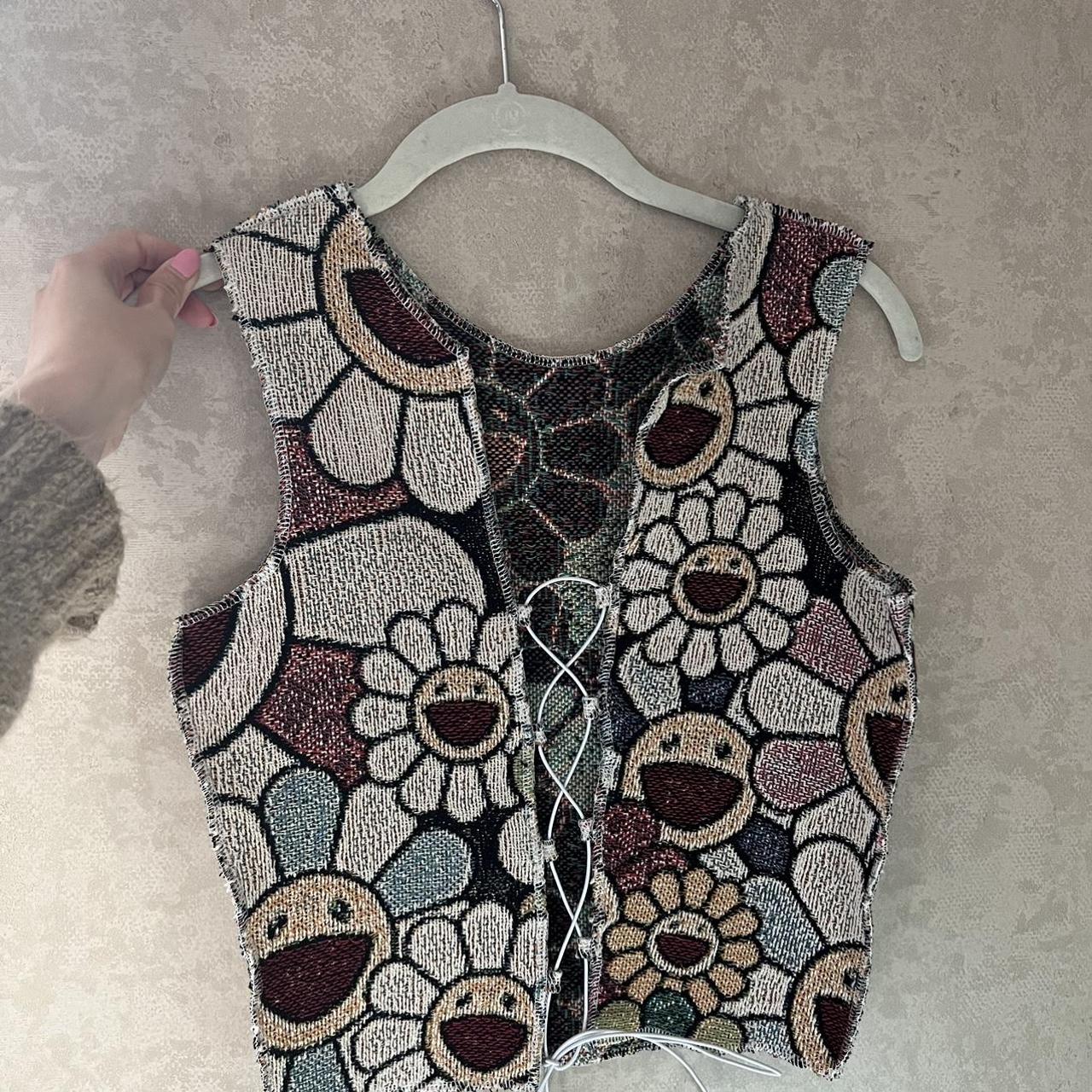 MURAKAMI TAPESTRY LACE UP TOP purchased from... Depop