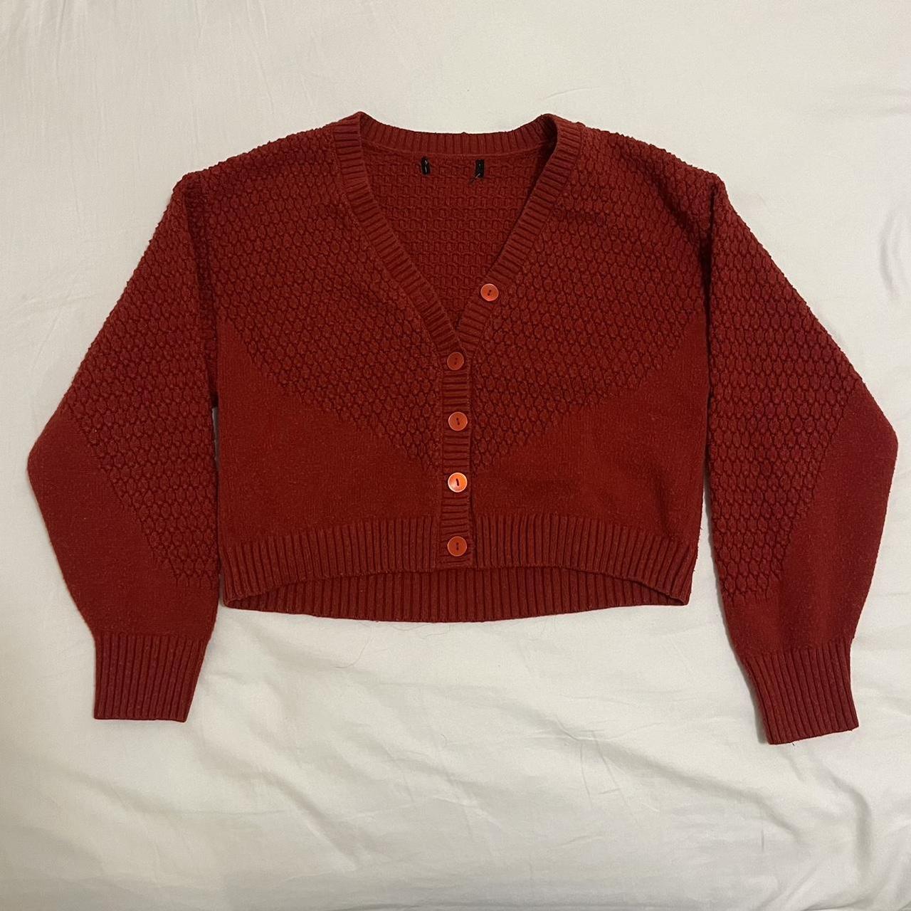 forever 21 red cardigan sweater size small red. Depop