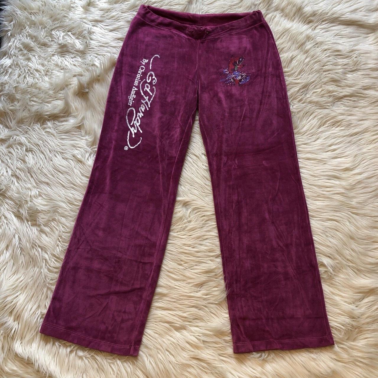 These Vintage Velour Sweatpants By Ed Hardy Are Depop