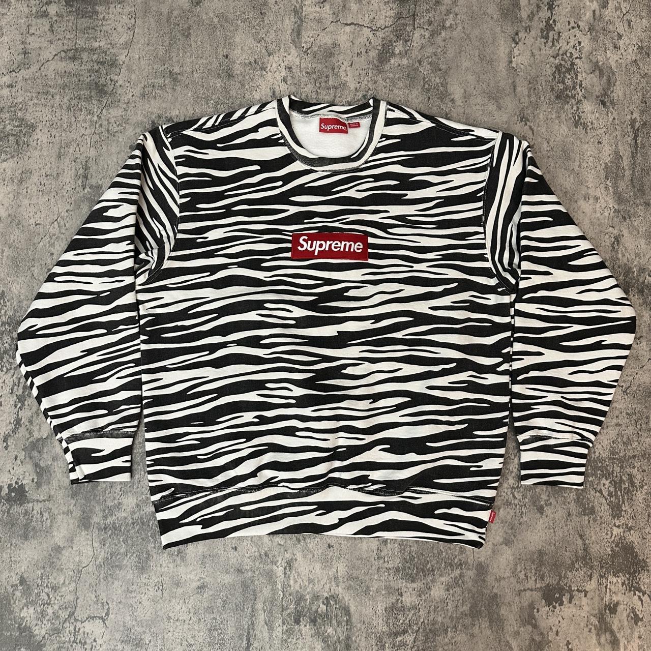 Supreme Zebra Print Box Logo Crewneck Probably the - Depop