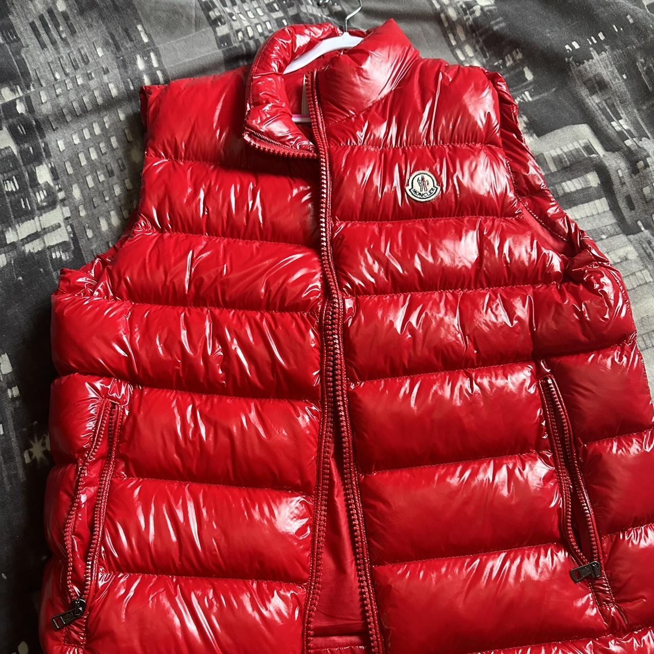 Red Moncler body warmer /Gilet Good condition... - Depop