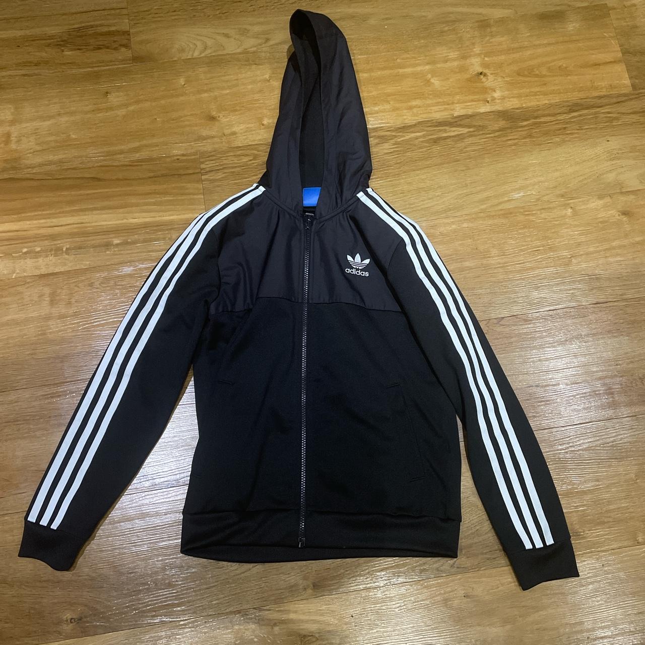 Adidas zip up hooded jacket - worn a few times but... - Depop