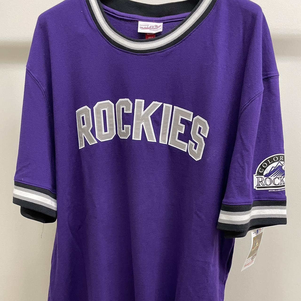 Men's Colorado Rockies Mitchell & Ness Purple Cooperstown Collection Wild  Pitch Jersey T-Shirt