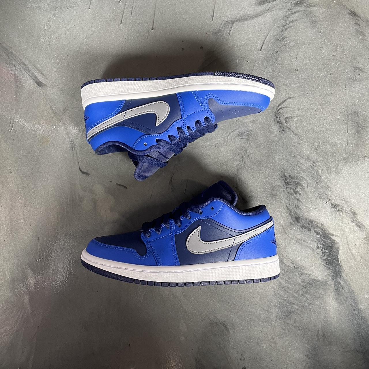 Jordan Women's Blue and Grey Trainers | Depop