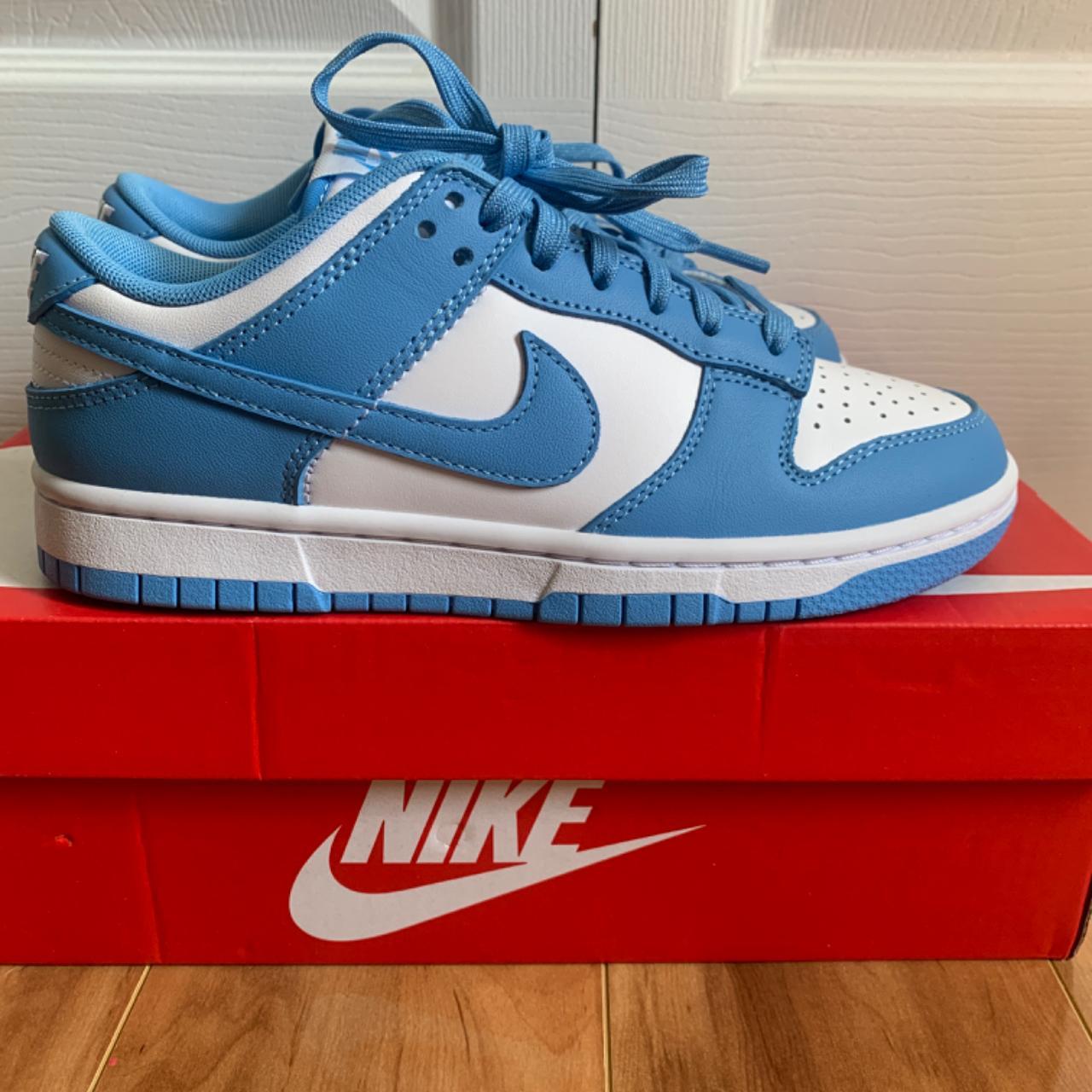 Nike Women's Blue and White Trainers | Depop