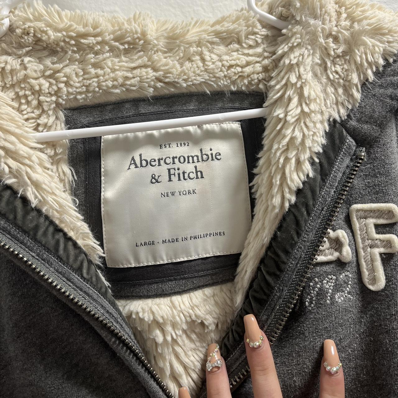 Abercrombie & Fitch Women's Grey and Cream Jacket (3)