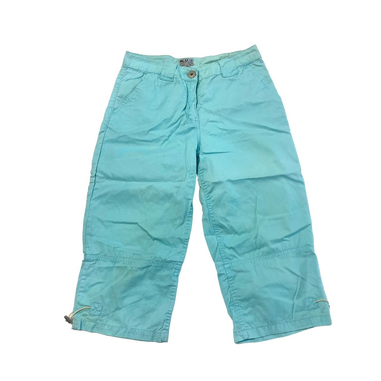 Blue y2k cargo capri pants with toggles measures... Depop