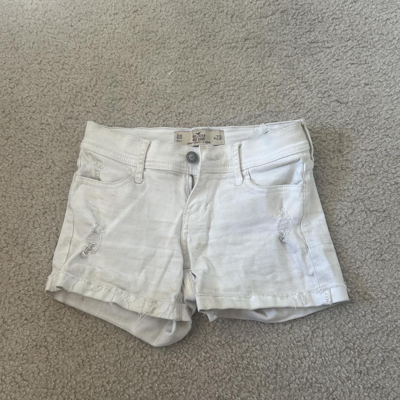 Hollister White Jean shorts Hollister shoets Depop