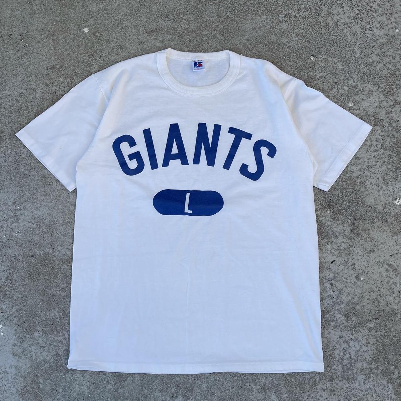 Vintage Russell New York Giants 3/4 sleeve shirt in - Depop