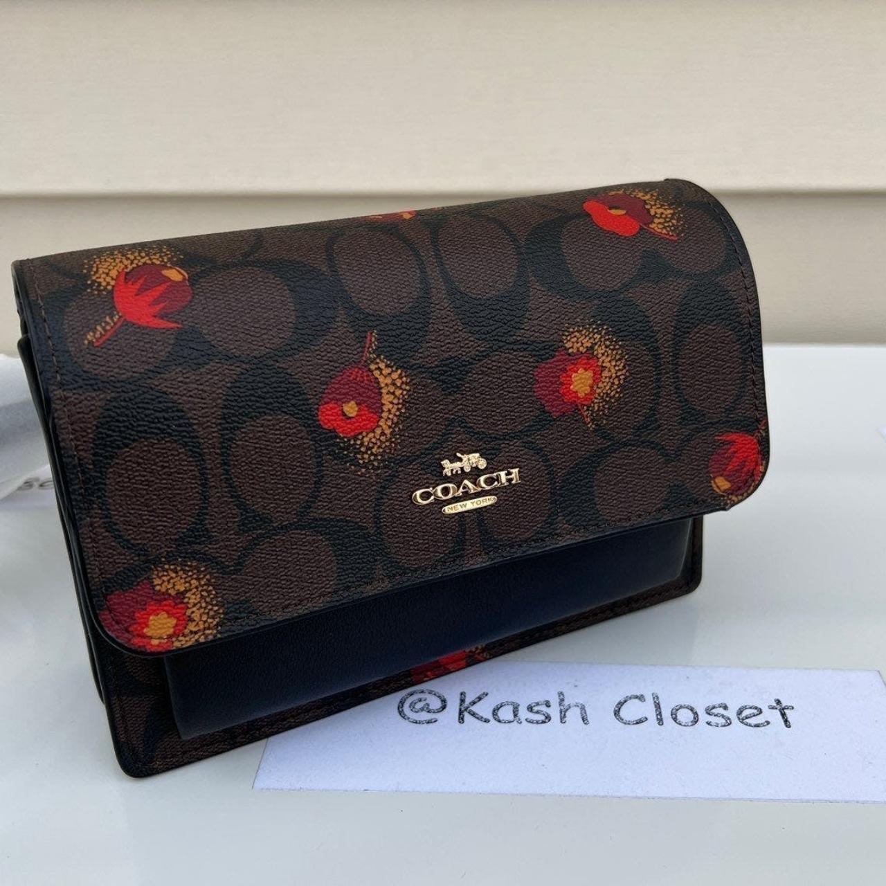 Coach C6040 Foldover high quality Belt Bag In Signature Canvas Brown Black Multi