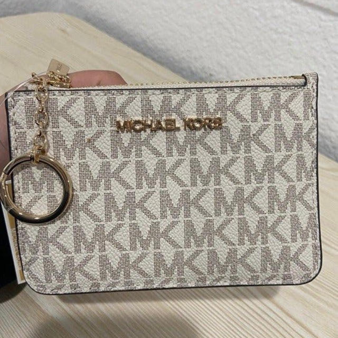 Michael Kors Key Ring Zip Coin Pouch Card ID Holder Brown MK Buttercup  Yellow - ShopperBoard