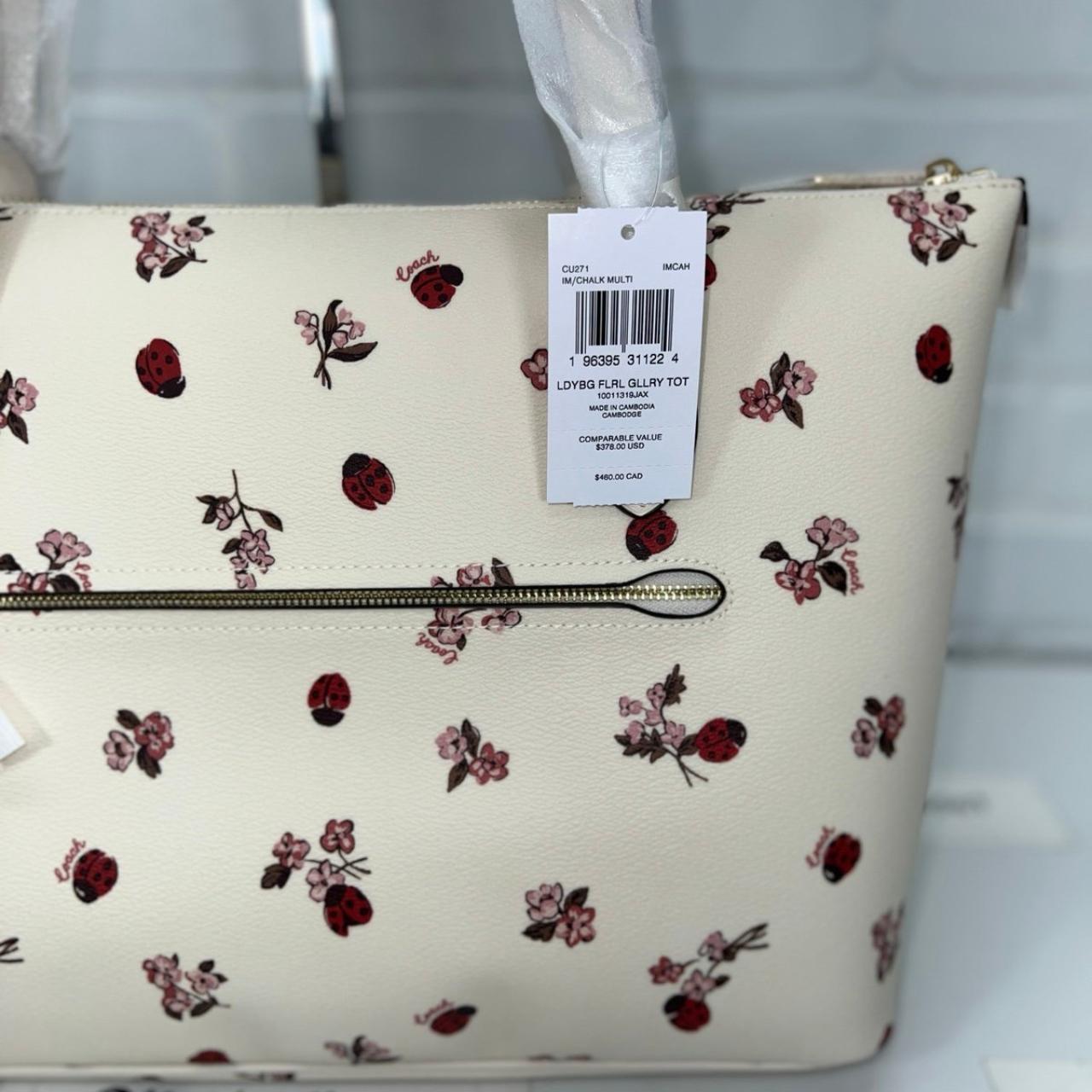 Coach Gallery Tote With Ladybug Floral Print Chalk | Depop