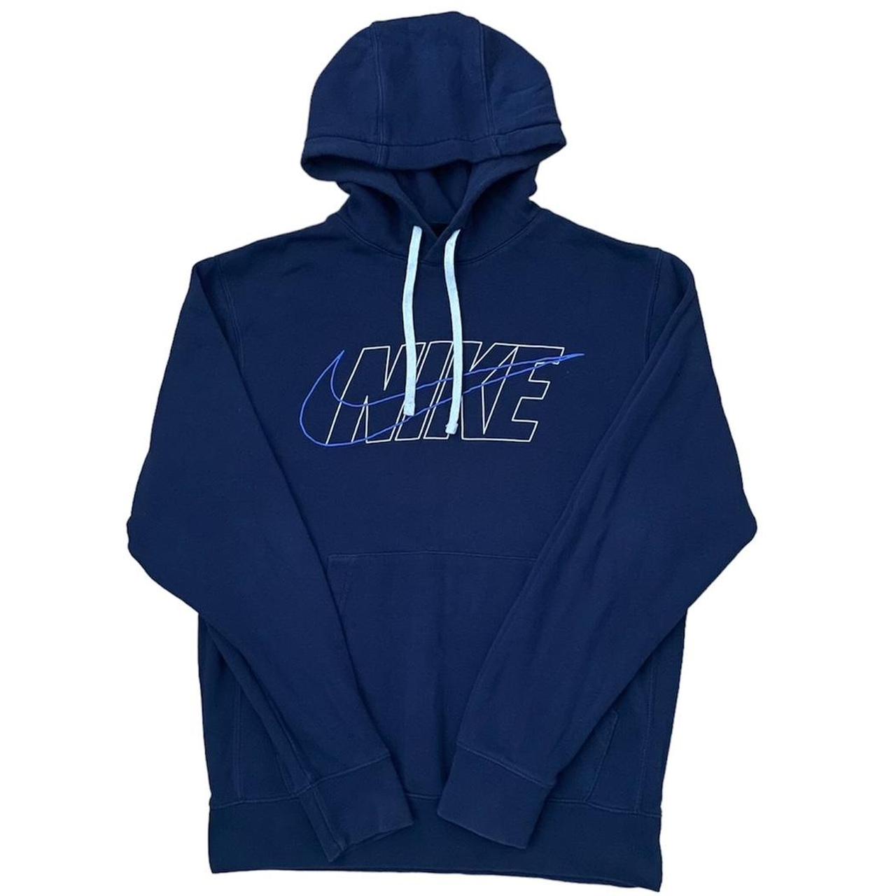 Nike Men's Blue and Navy Hoodie Depop