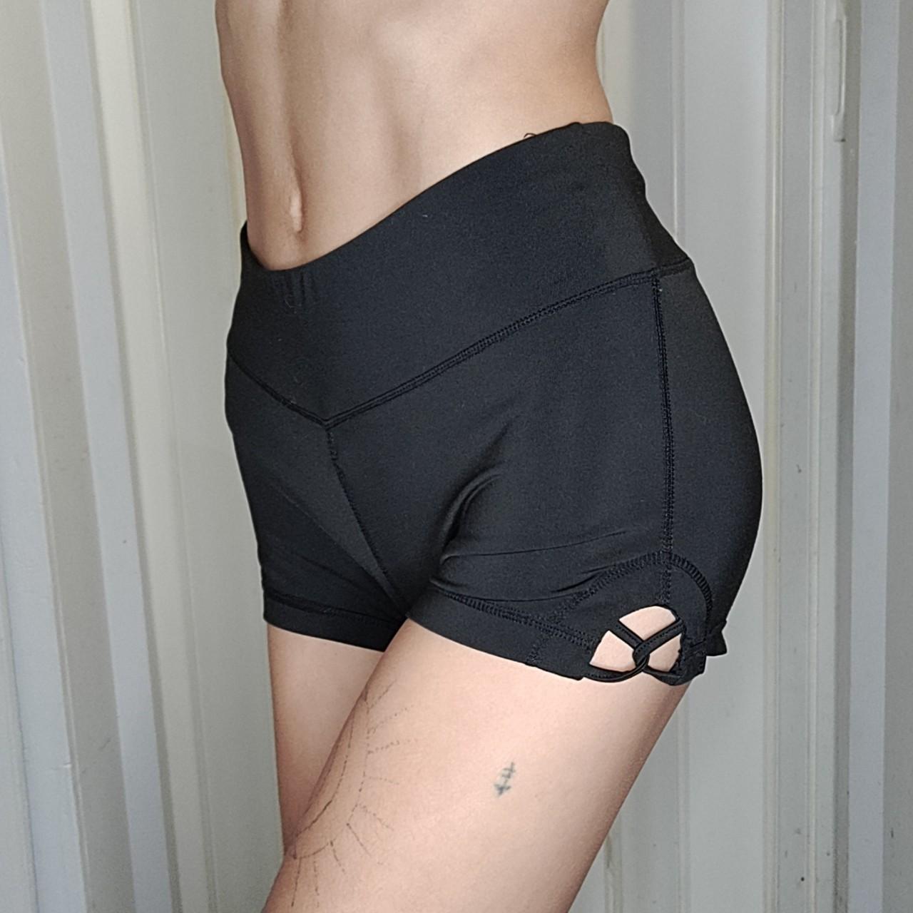Solid black biker / workout / excersie cheeky shorts - Depop