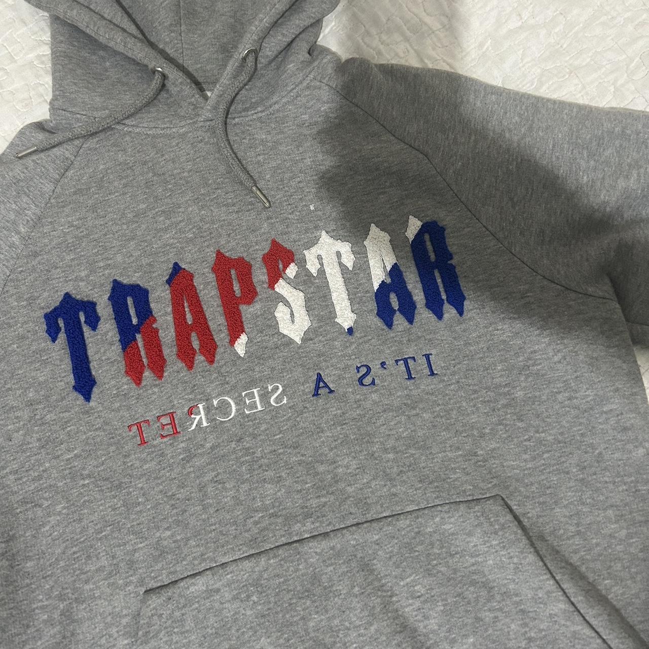 Trapstar Men's Grey and Blue Jumper Depop