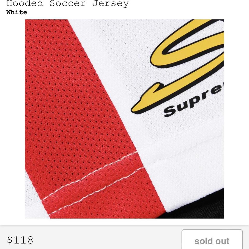 Supreme Hooded Soccer Jersey White Medium New in Bag... - Depop