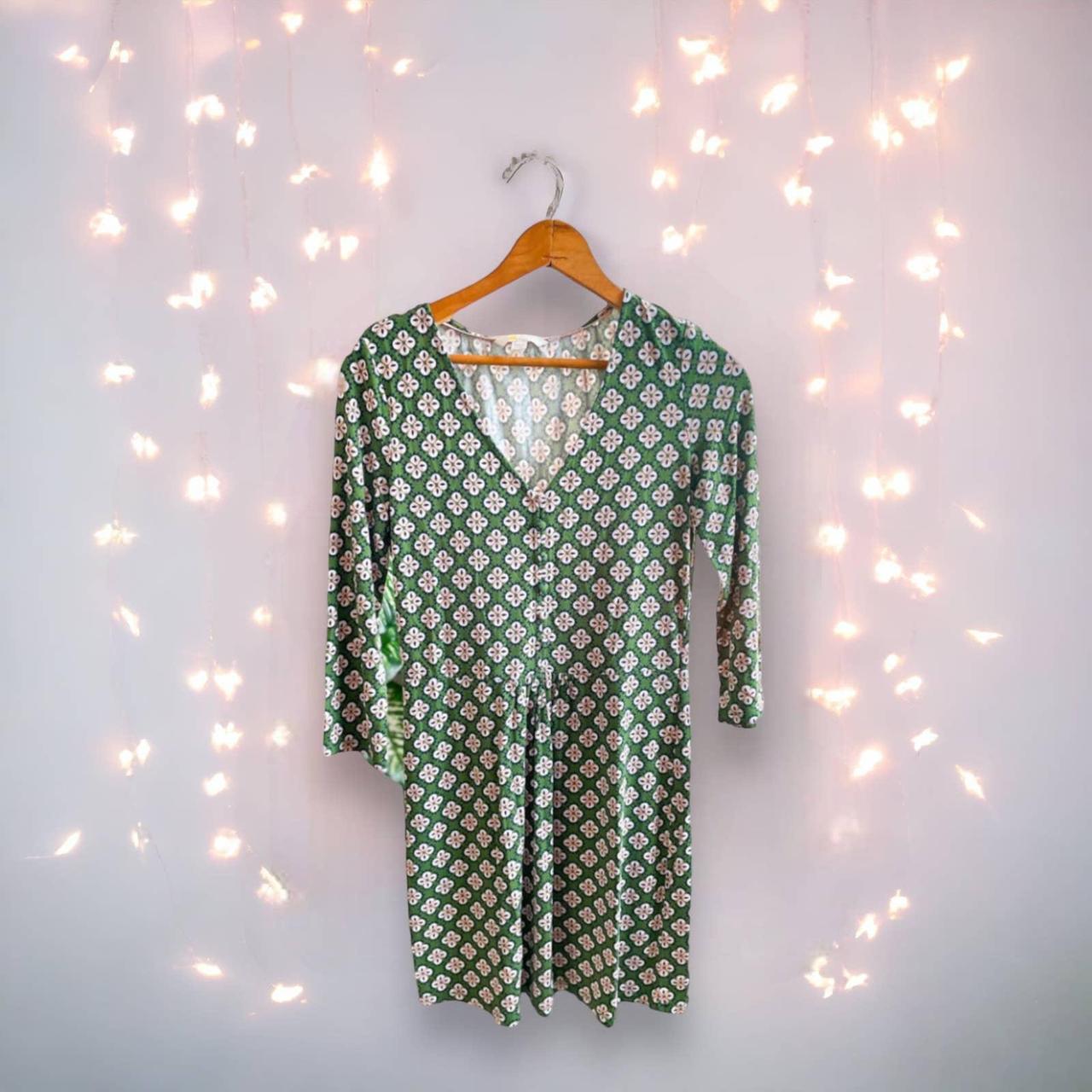 Boden Sabina Jersey Tunic Size 2 Green Printed Mini Depop