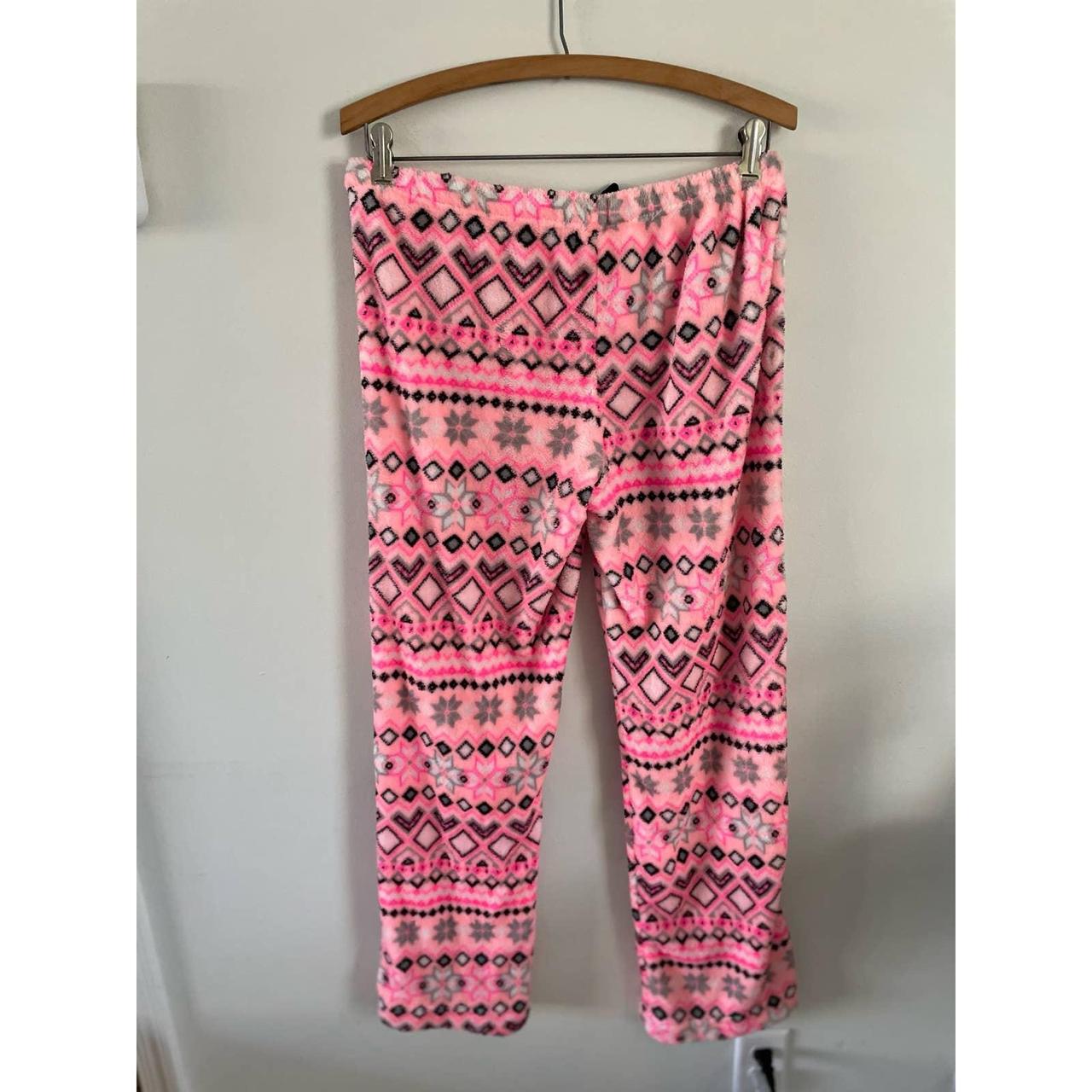 Plush Pink Snowflake Fleece Pajama Pants Large
