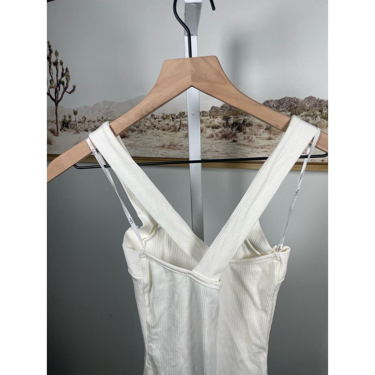 NWT Lulus Ivory Ribbed Bodysuit XS Cross Front