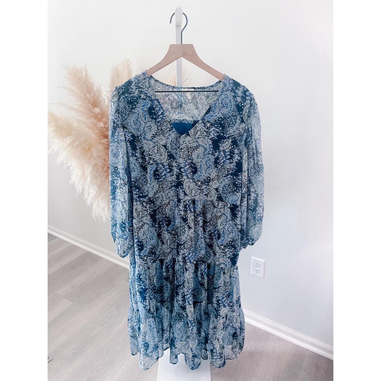 Joie Paisley Tiered Hi Low Midi Maxi Dress XL Blue. Depop