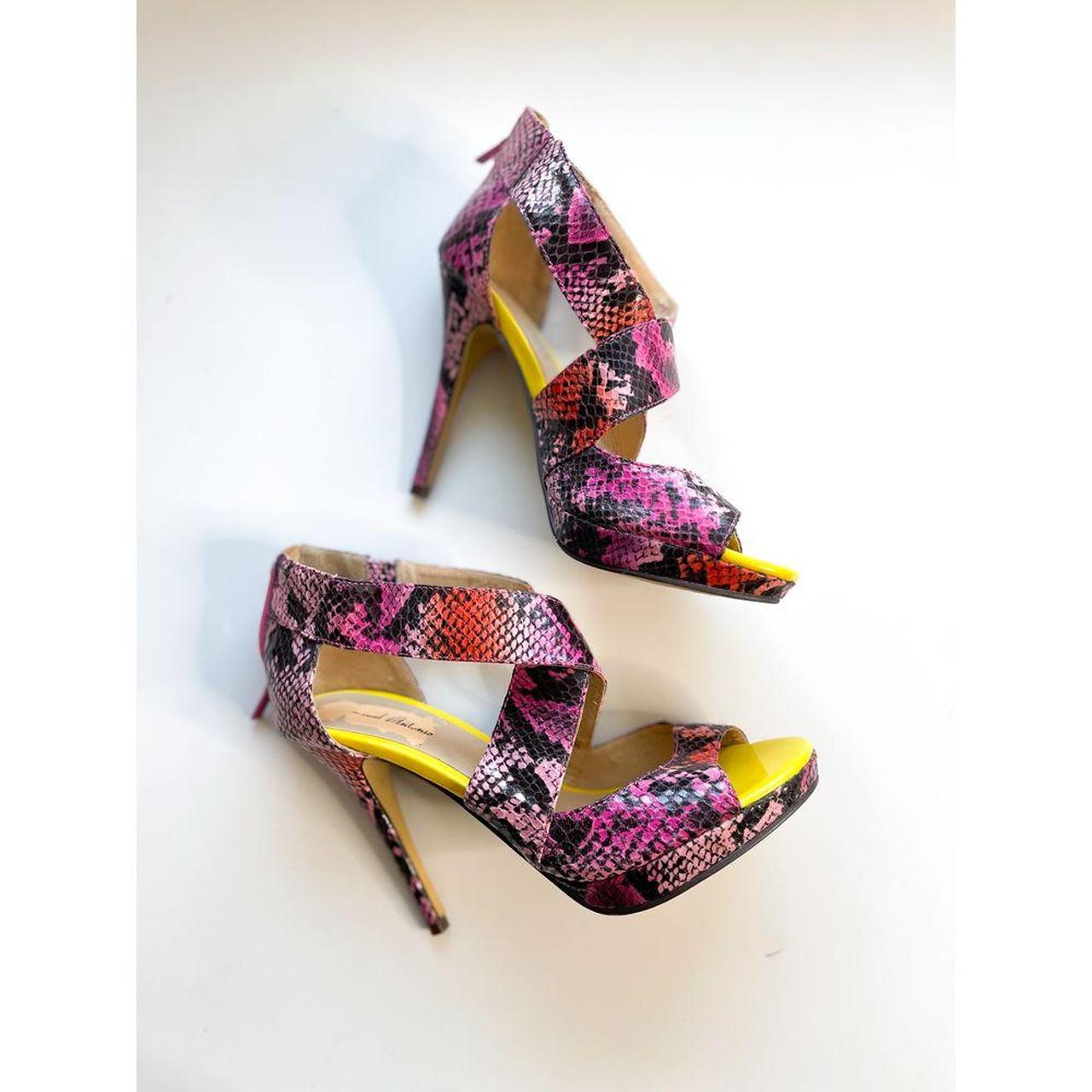 Michael Antonio Multicolor Strappy Snakeskin Heels. Depop