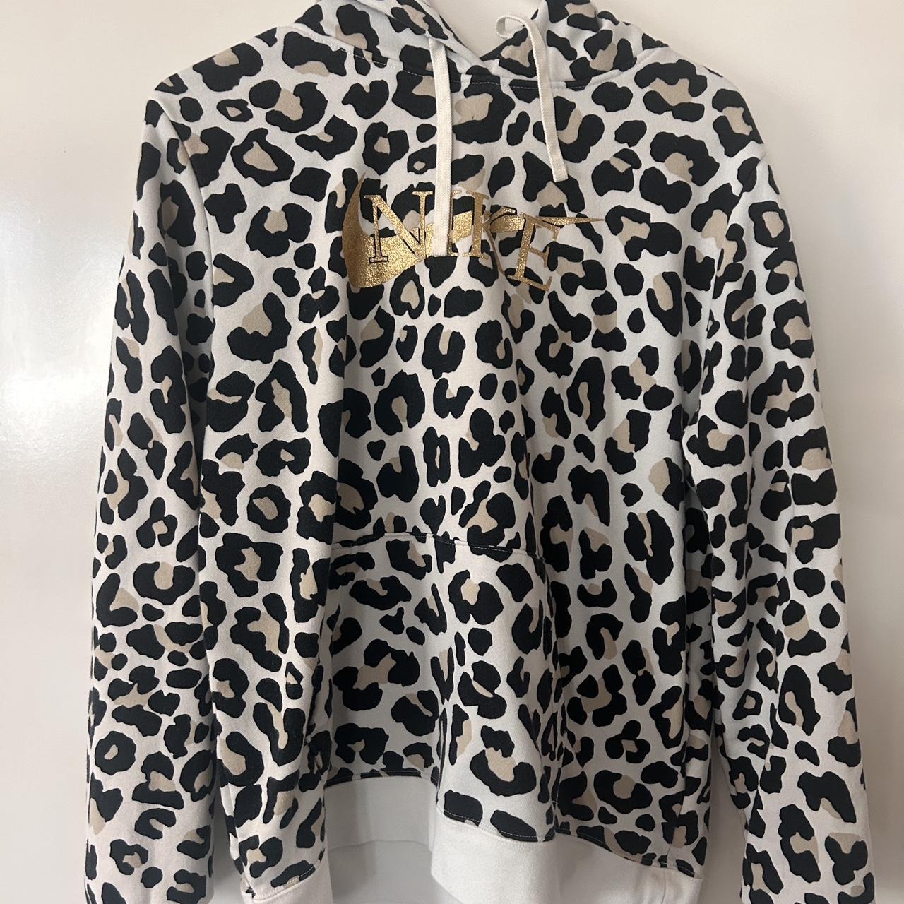 Nike black tan white leopard print hoodie