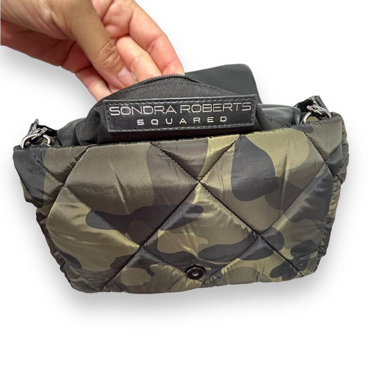 SONDRA ROBERTS Green Quilted Camo Shoulder Bag Vegan