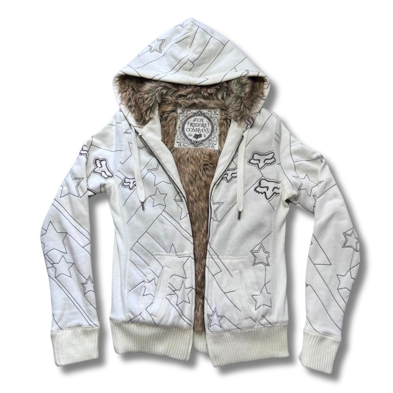 Fox Racing Sasquatch zip hoodie White/cream faux... - Depop