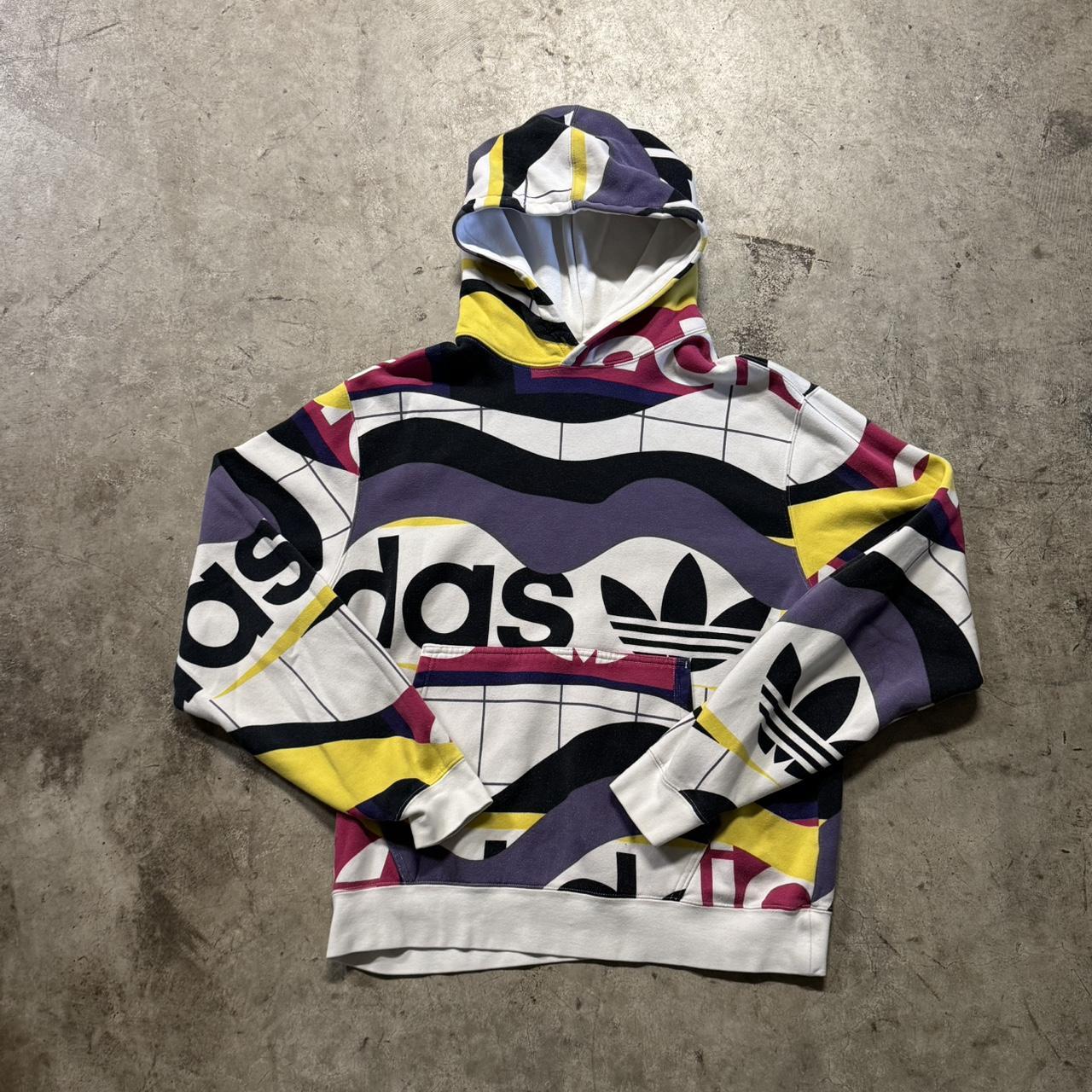 Vintage Adidas AOP Hoodie Size Fits Large Please. Depop