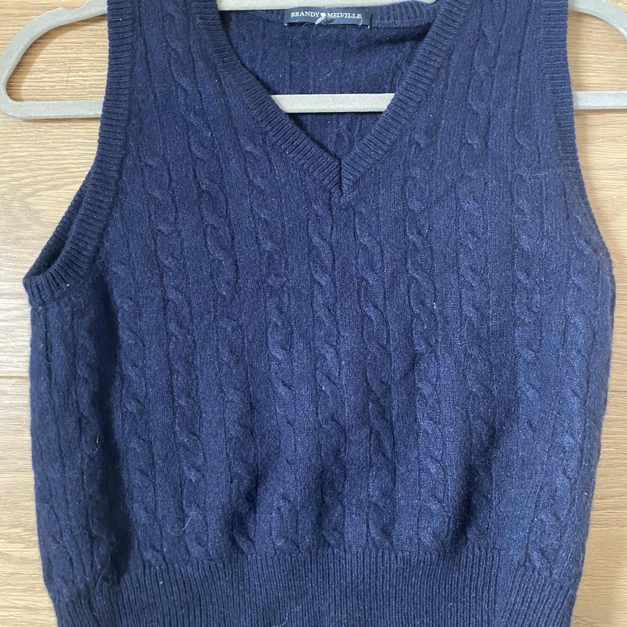 Brandy Melville cable knit navy sweater vest super soft - Depop
