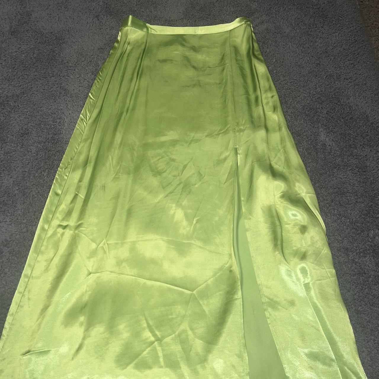 H&M silk green skirt Depop