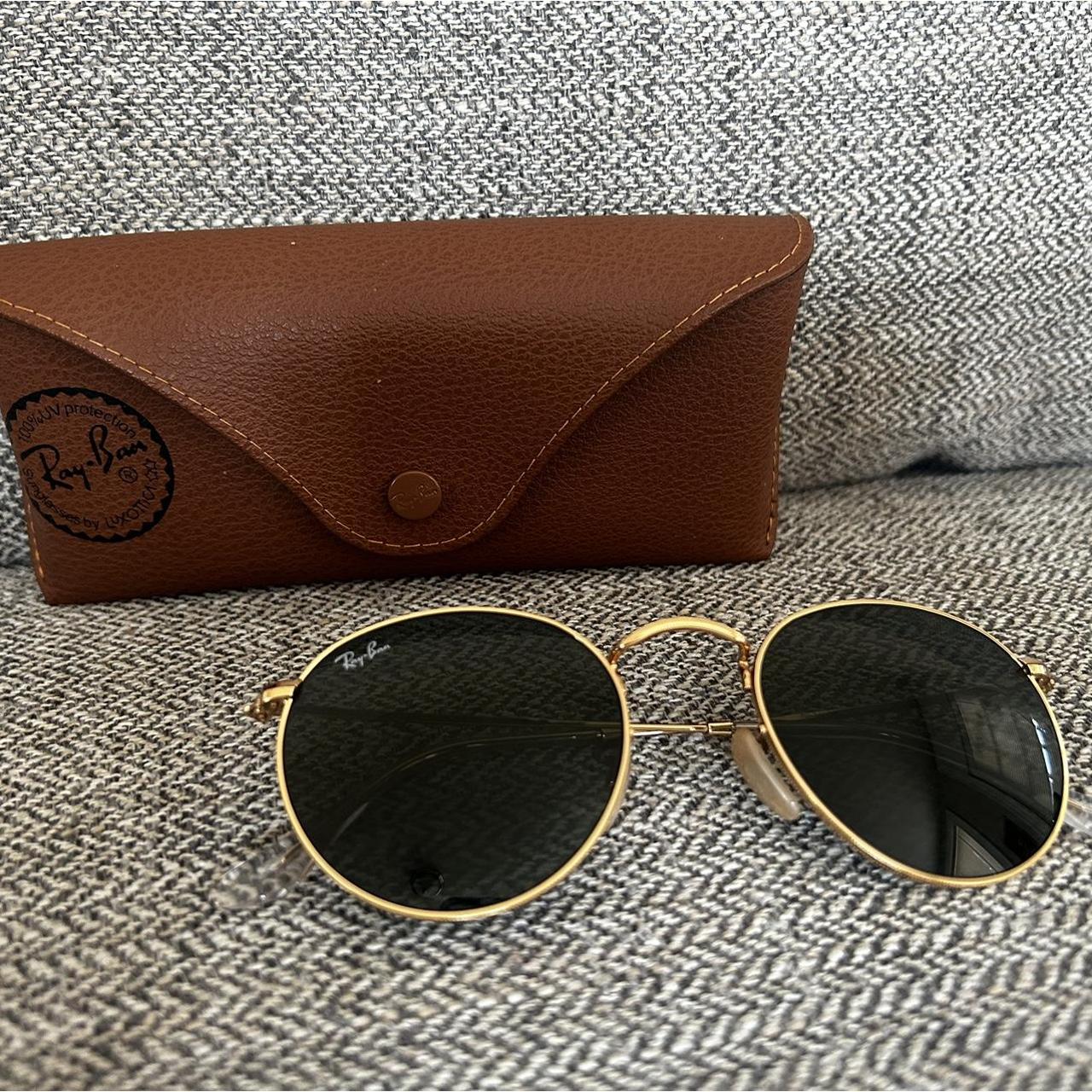 RayBan Women's Gold Sunglasses Depop