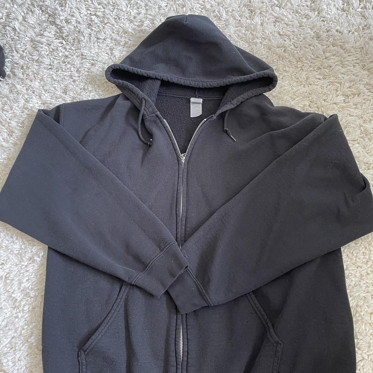 black gildan zip up hoodie perfect condition dm w... - Depop