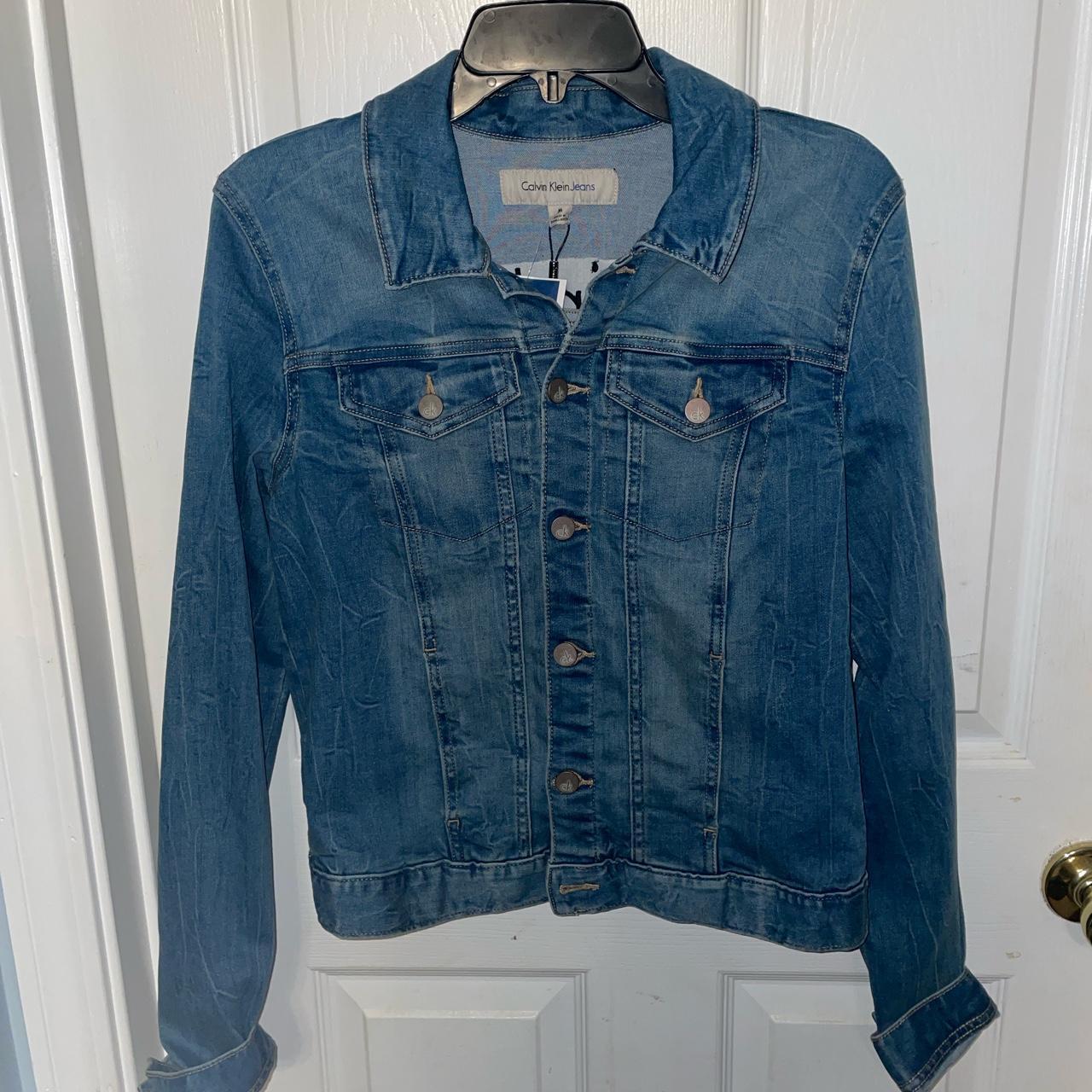 Calvin Klein Jeans Women's Blue and Navy Jacket Depop