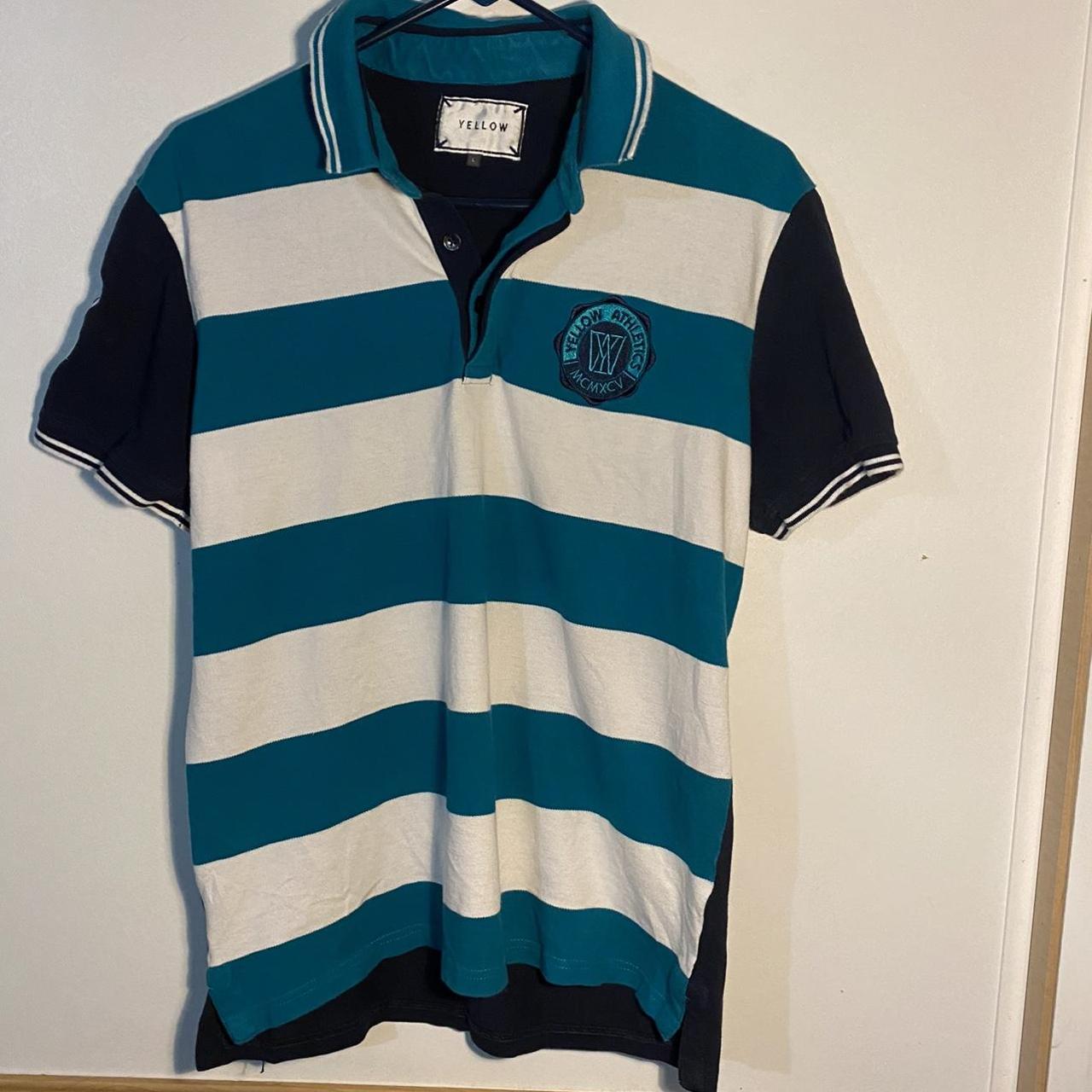 Striped polo in shades of blue , Brand: Yellow , Size:...