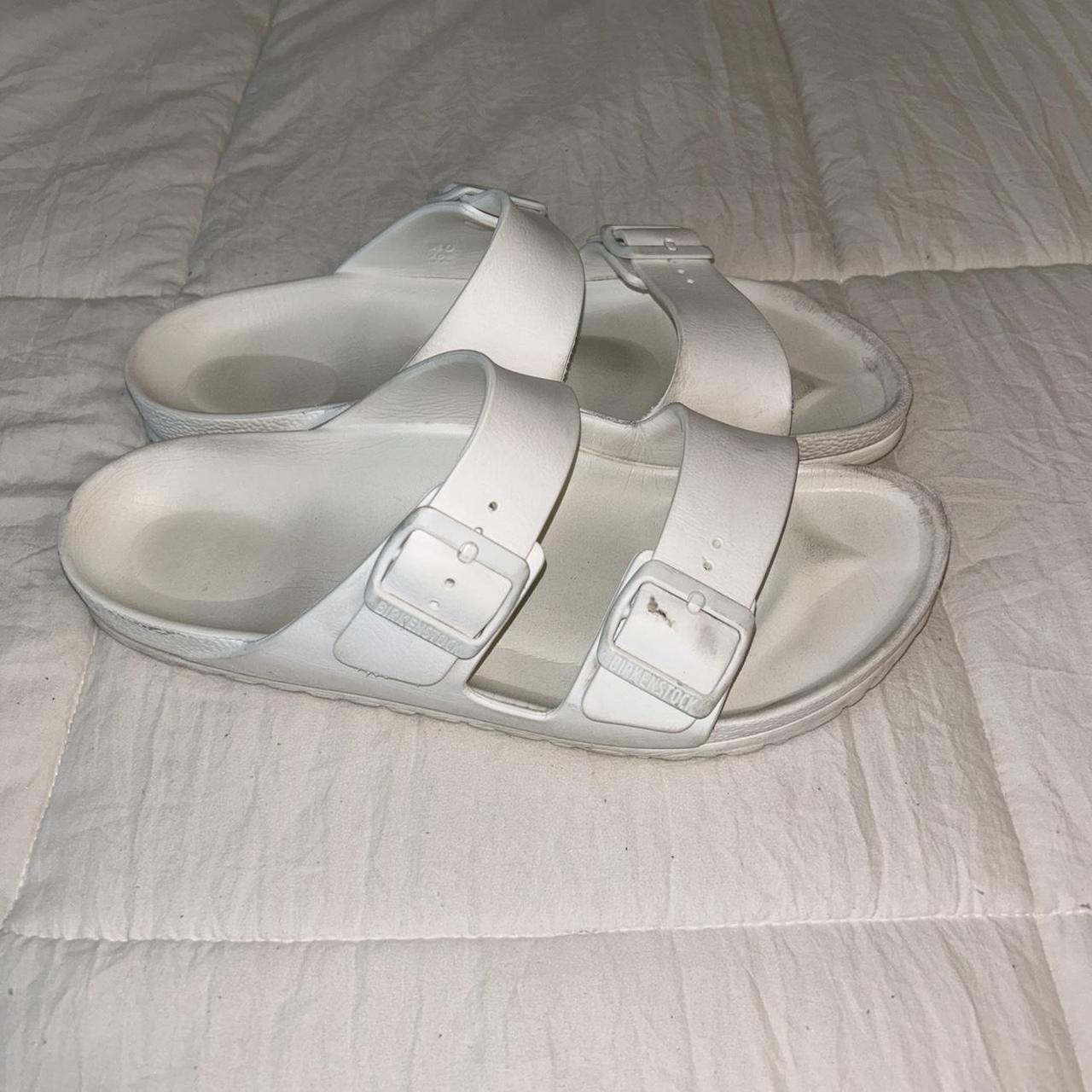 Birkenstock Women's White Sandals | Depop