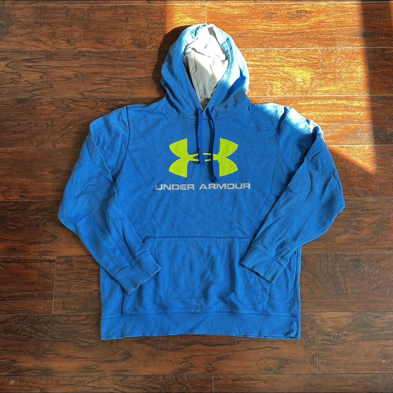 Men’s Under Armour hoodie blue/green size: Large - Depop