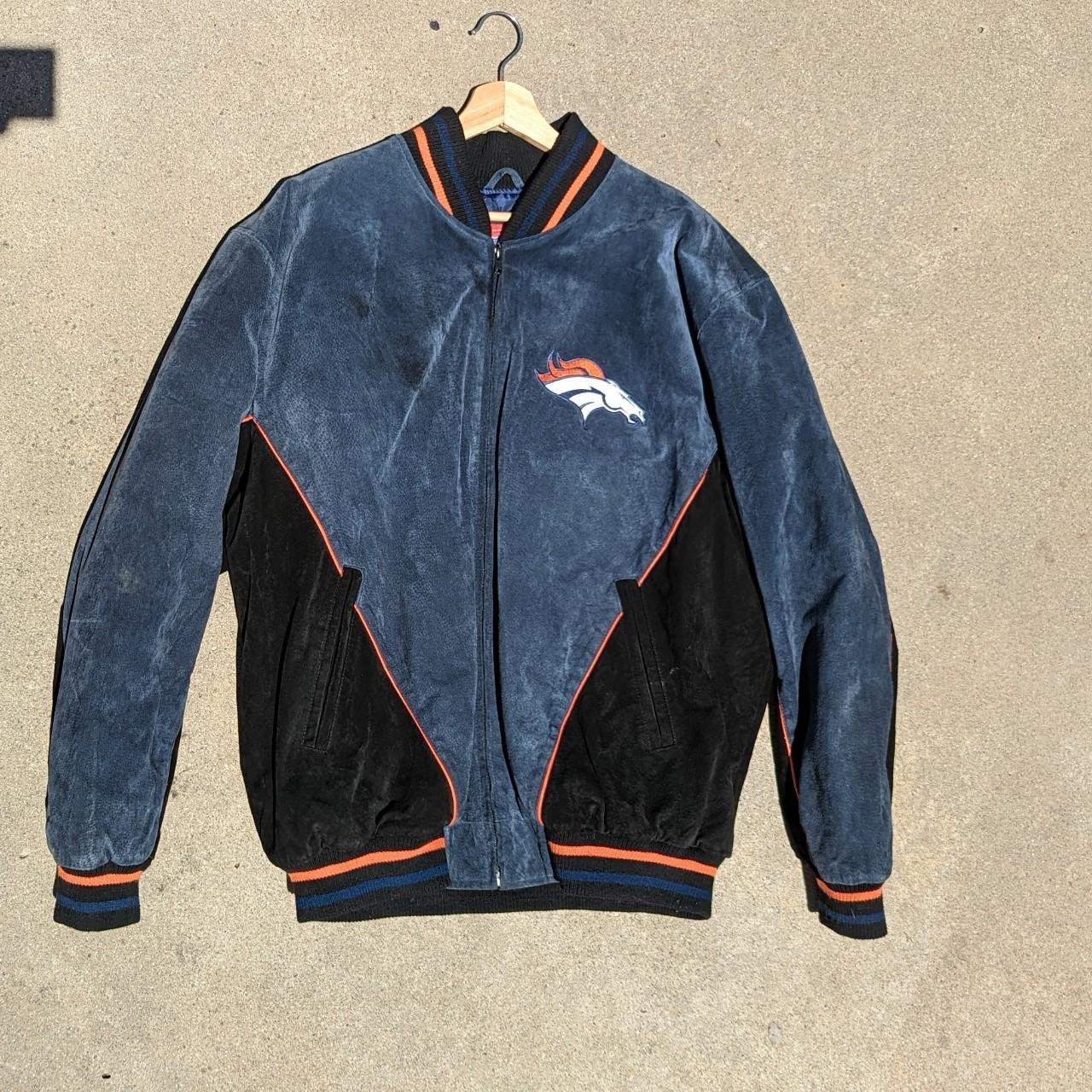 NFL Denver Broncos Leather Jacket Distressed and - Depop