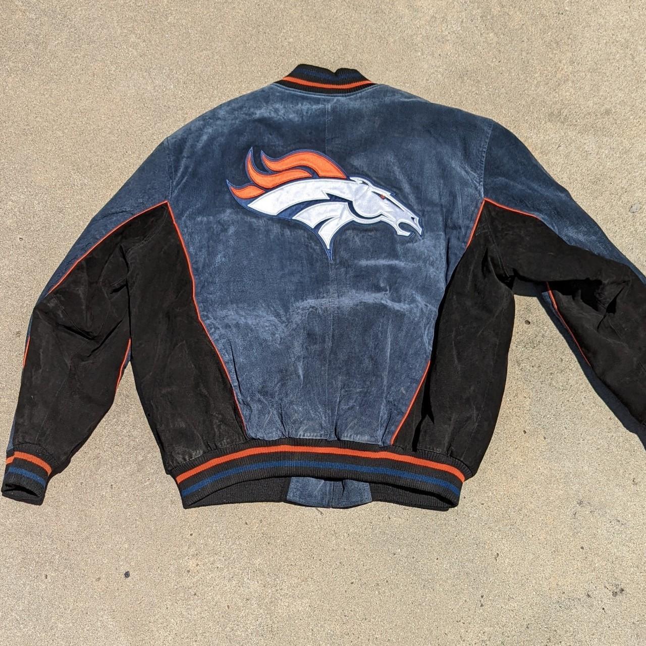 NFL Denver Broncos Leather Jacket Distressed and - Depop